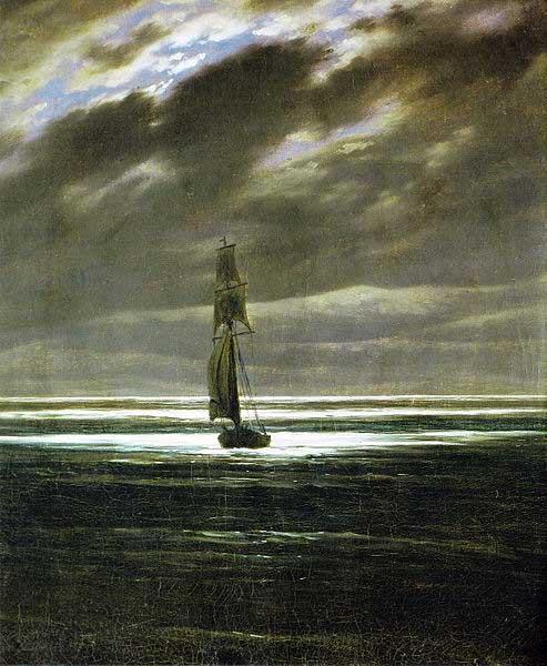 Caspar David Friedrich Seascape by Moonlight, also known as Seapiece by Moonlight oil painting image